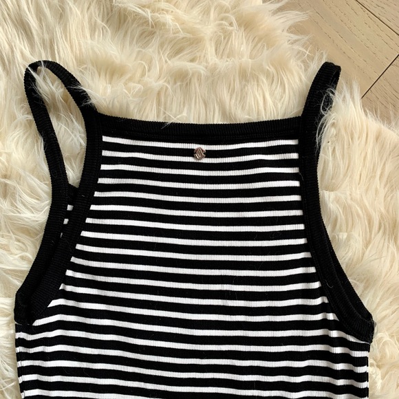 Volcom Black & White Striped Cotton Halter Tank Maxi Dress - Picture 6 of 14